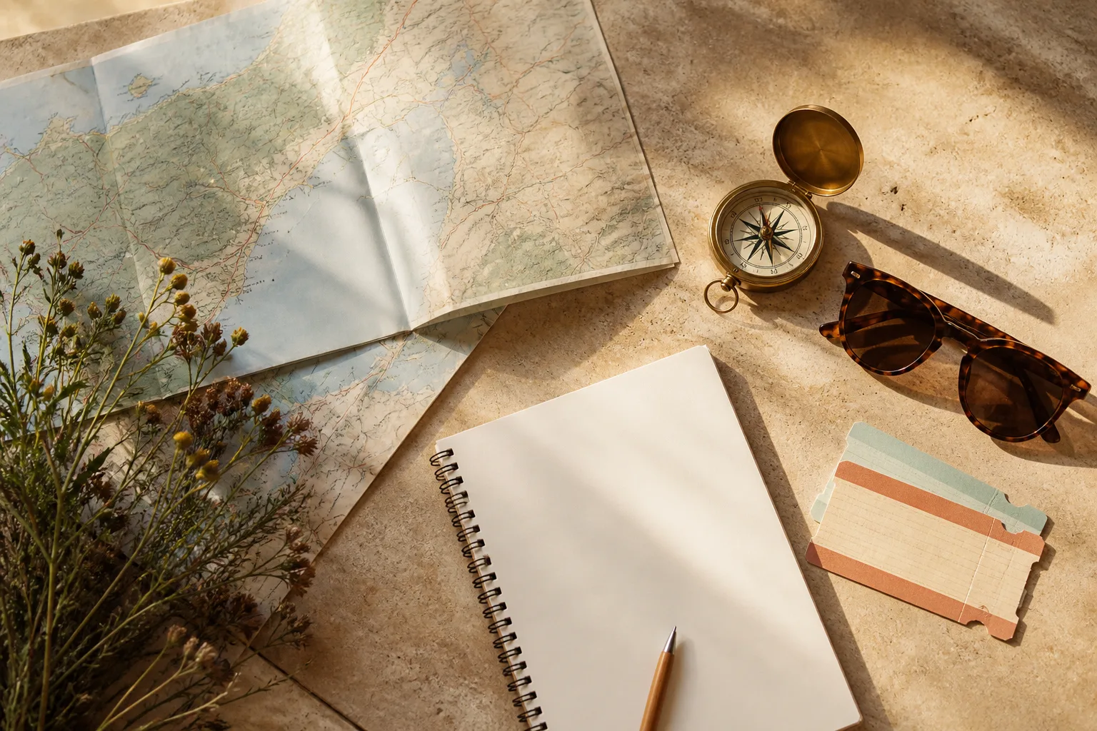 Map and travel planning notes